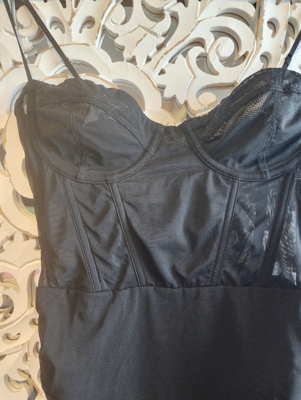 WHITE FOX PUSH-UP THE BOUNDARIES MESH RUCHED MINI DRESS  BODYSUIT NWT MEDIUM - Picture 13 of 16